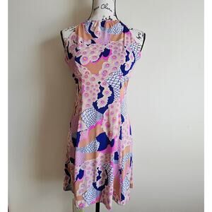 Vintage 1970s Paula Jaq'lyn Peacock Retro Dress, SZ S, Hard to Find!